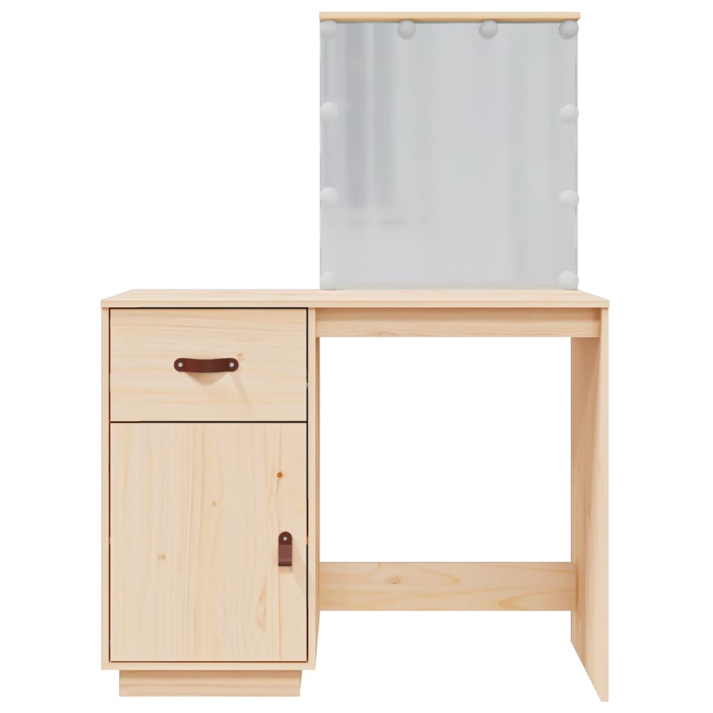 Sminkebord med LED 95x50x133,5 cm heltre furu