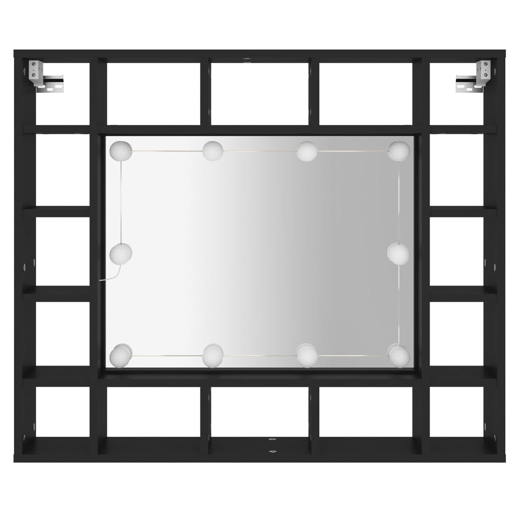 LED Speilskap svart 91x15x76,5 cm