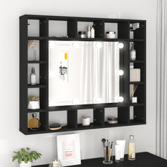 LED Speilskap svart 91x15x76,5 cm