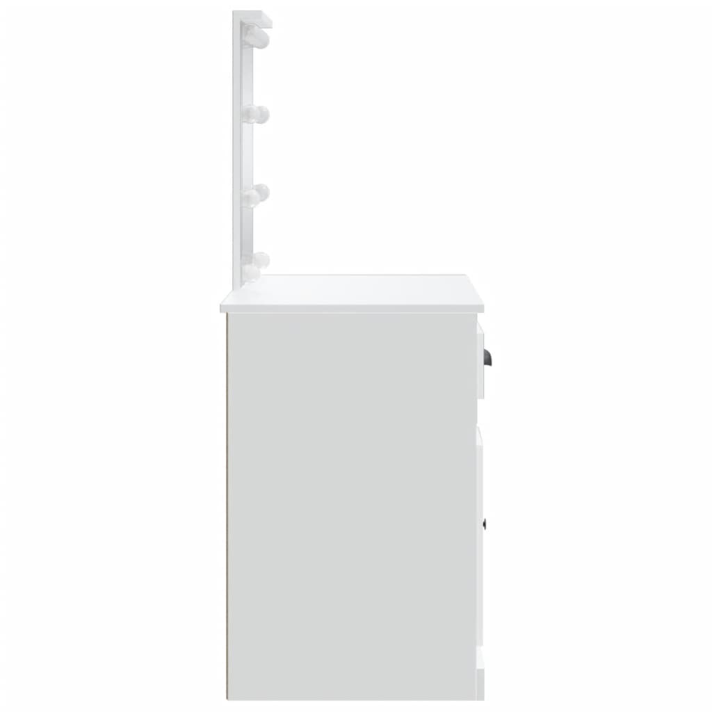 Sminkebord med LED-lys hvit 90x42x132,5 cm