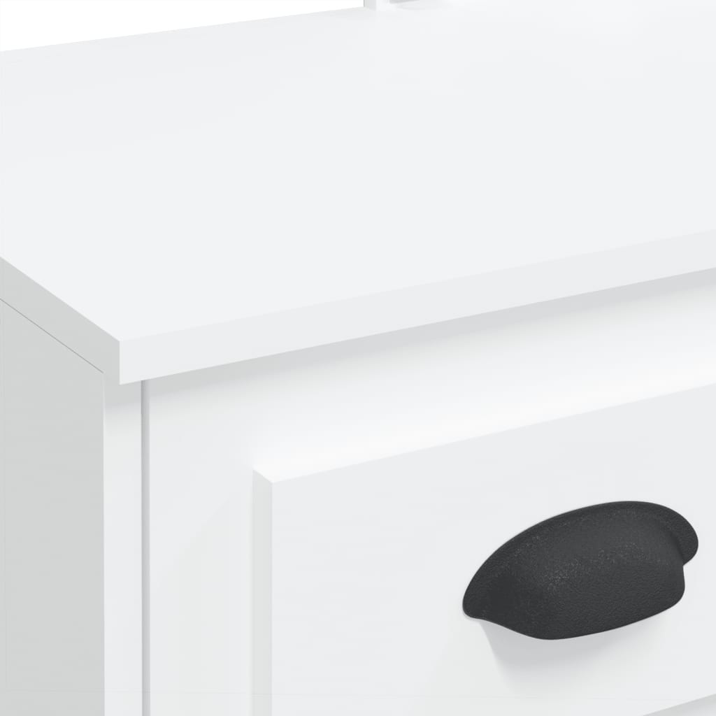 Sminkebord med LED-lys hvit 90x42x132,5 cm