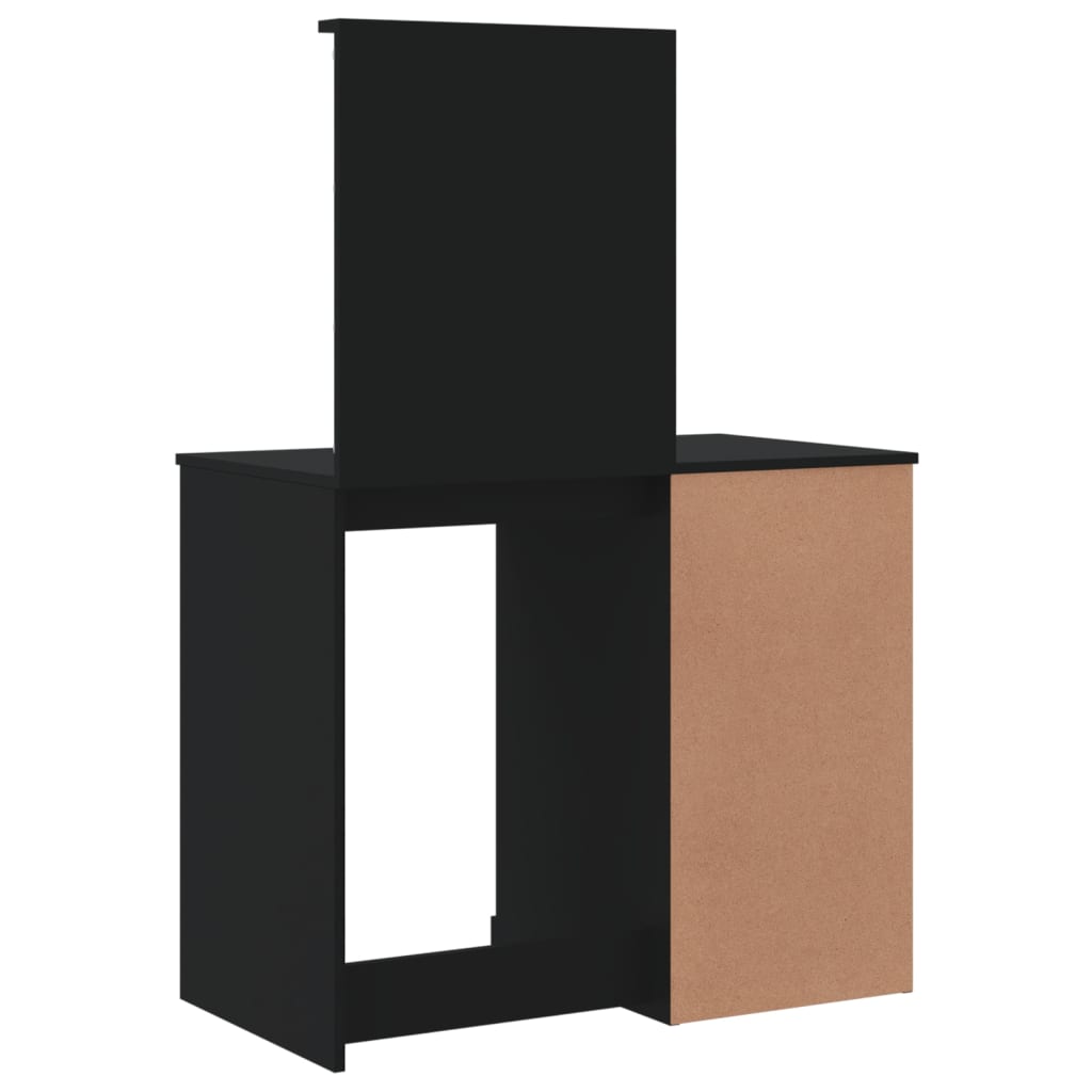 Sminkebord med LED-lys svart 90x42x132,5 cm
