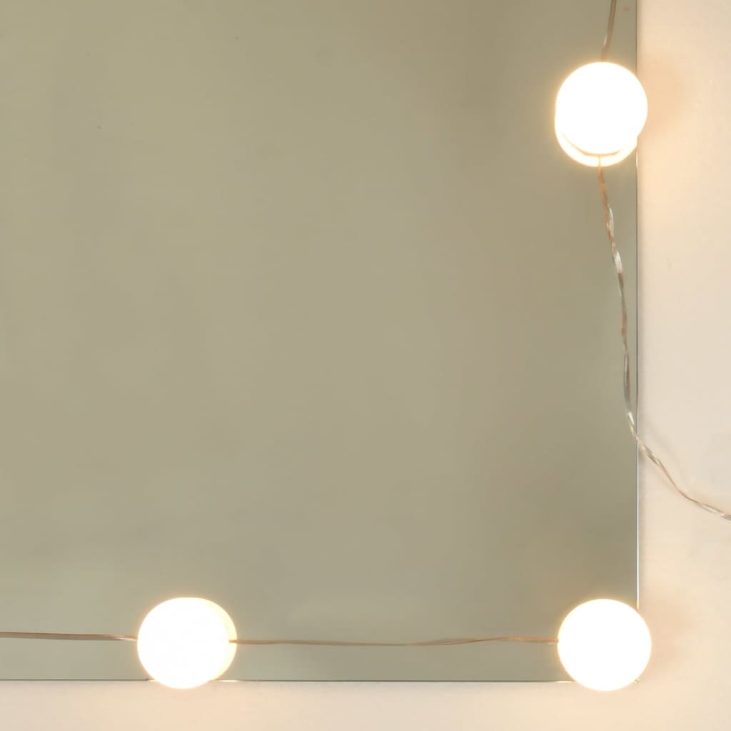Sminkebord med LED-lys svart 90x42x132,5 cm