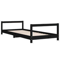 Barnesengeramme svart 90x200 cm heltre furu - SminkeBord.no