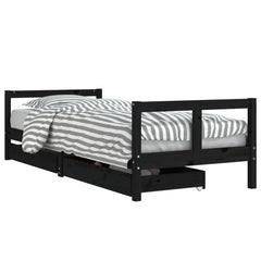 Barnesengeramme med skuffer svart 80x200 cm heltre furu - SminkeBord.no