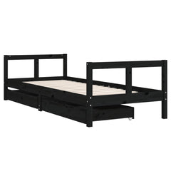 Barnesengeramme med skuffer svart 80x200 cm heltre furu - SminkeBord.no