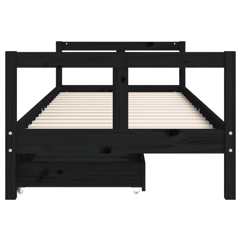 Barnesengeramme med skuffer svart 80x200 cm heltre furu - SminkeBord.no
