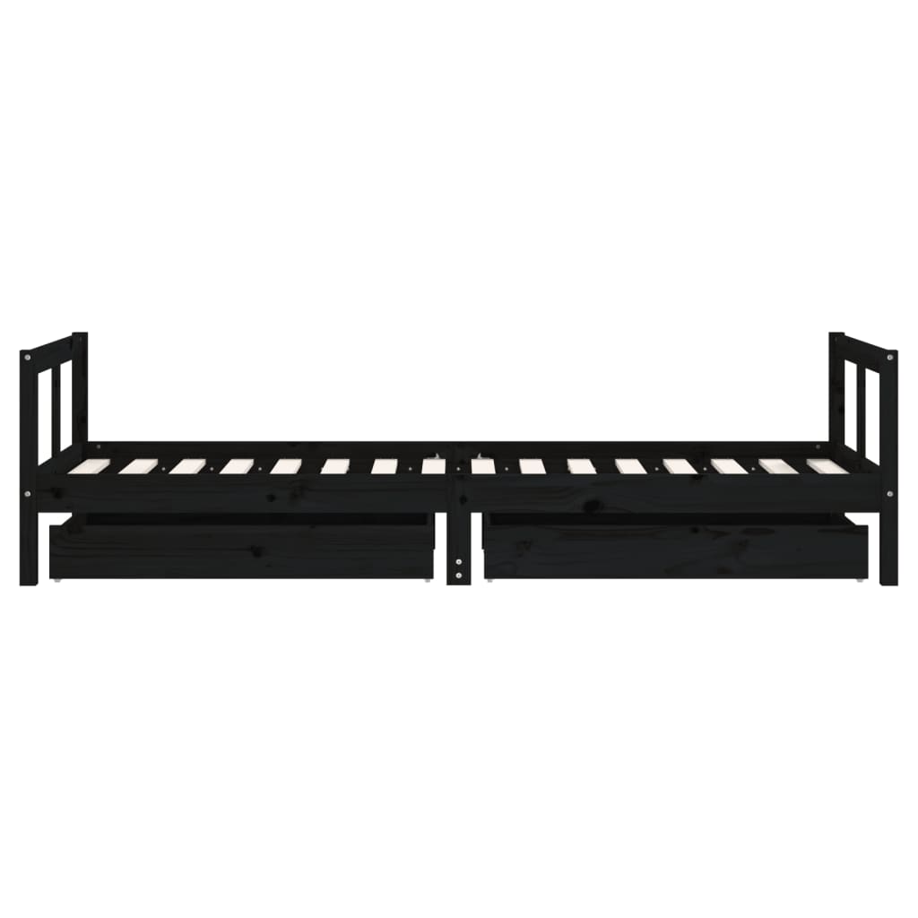Barnesengeramme med skuffer svart 80x200 cm heltre furu - SminkeBord.no