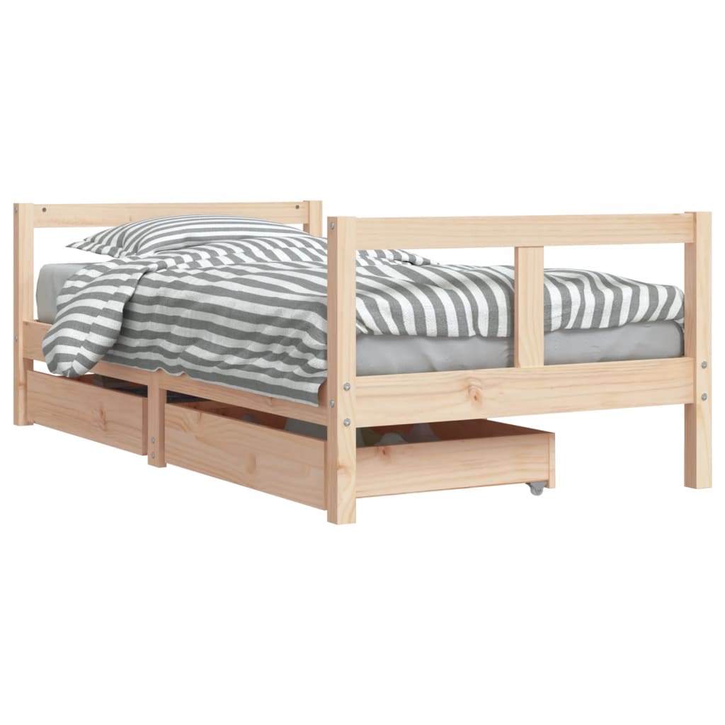 Barnesengeramme med skuffer 80x160 cm heltre furu - SminkeBord.no
