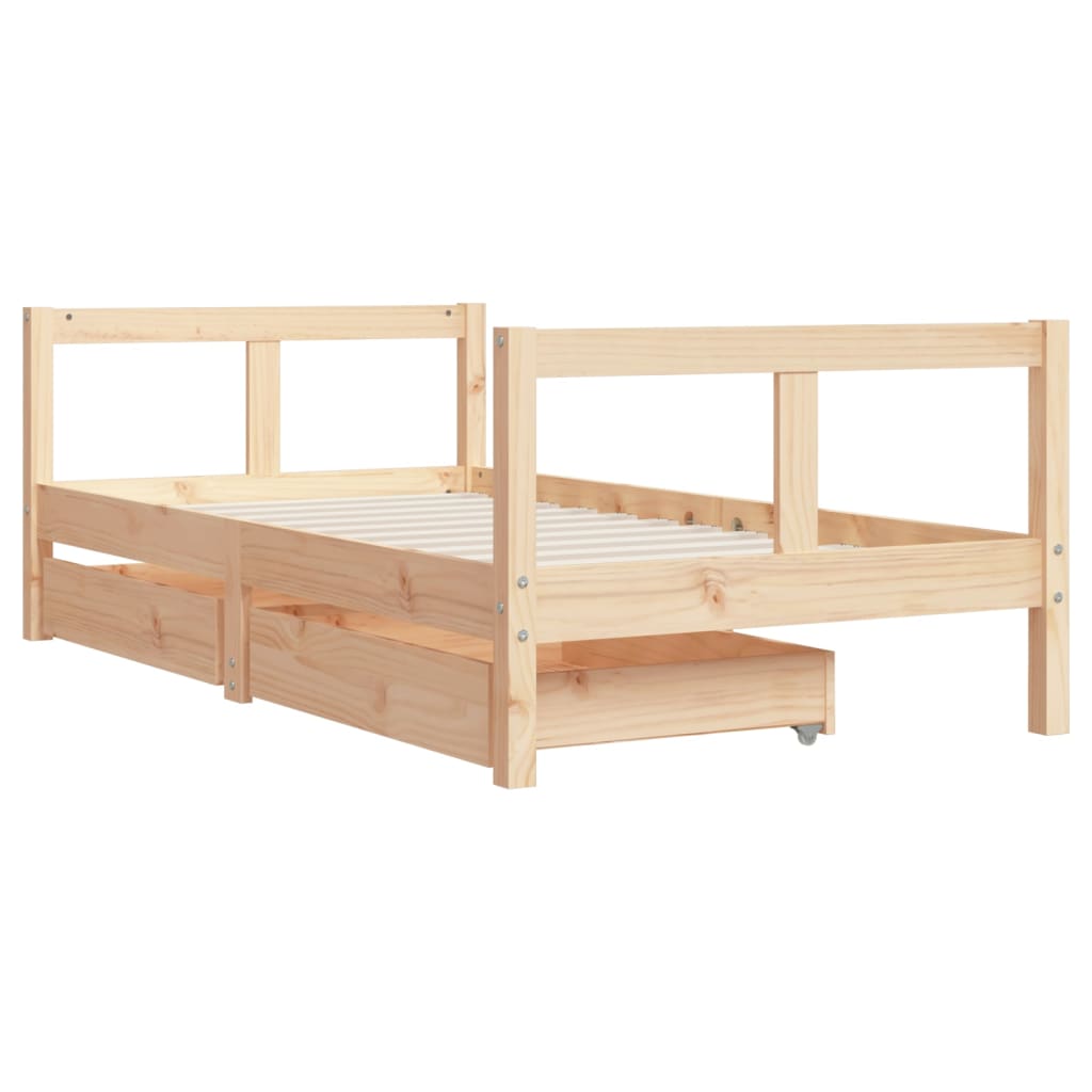 Barnesengeramme med skuffer 80x160 cm heltre furu - SminkeBord.no