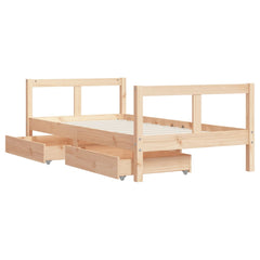 Barnesengeramme med skuffer 80x160 cm heltre furu - SminkeBord.no