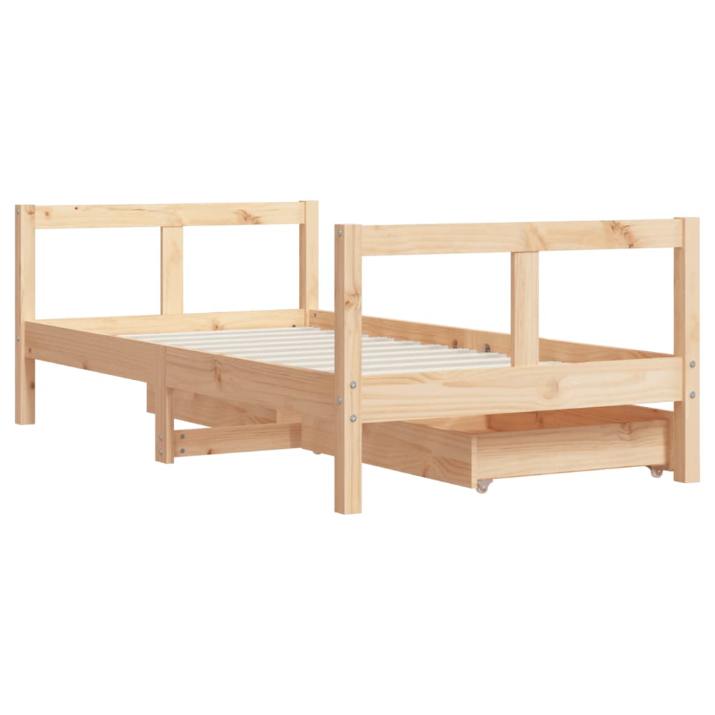 Barnesengeramme med skuffer 80x160 cm heltre furu - SminkeBord.no