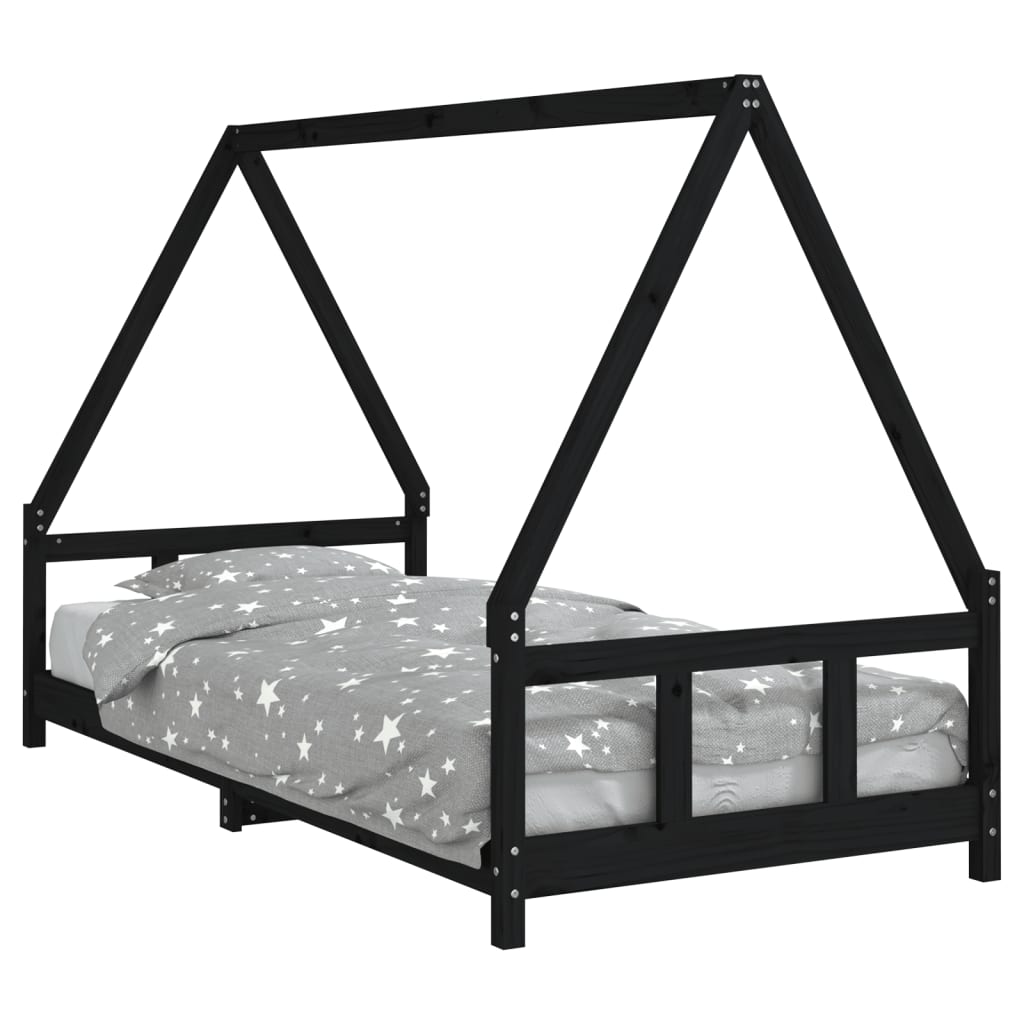 Barnesengeramme svart 90x200 cm heltre furu - SminkeBord.no
