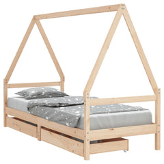 Barnesengeramme med skuffer 90x190 cm heltre furu - SminkeBord.no