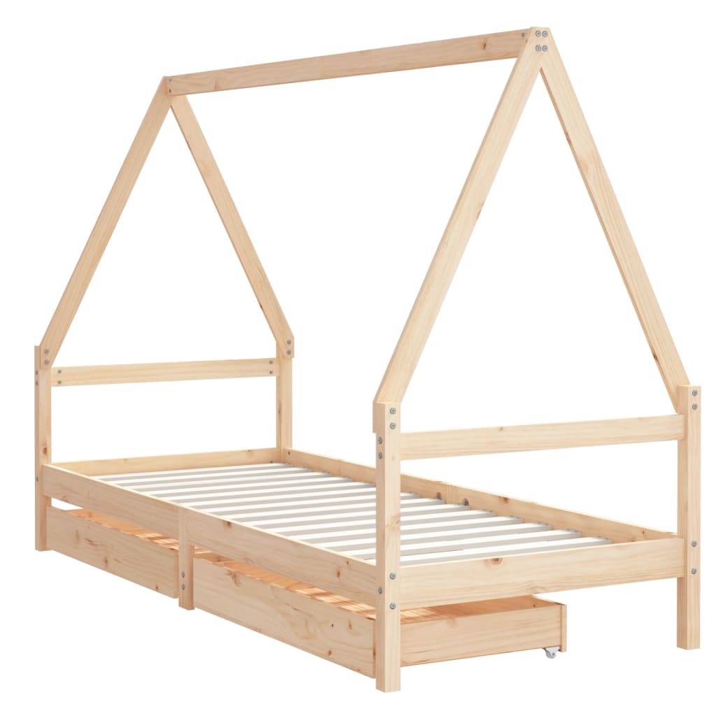 Barnesengeramme med skuffer 90x190 cm heltre furu - SminkeBord.no