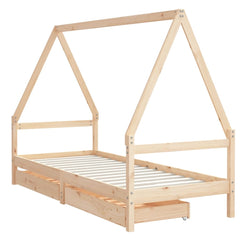 Barnesengeramme med skuffer 90x190 cm heltre furu - SminkeBord.no
