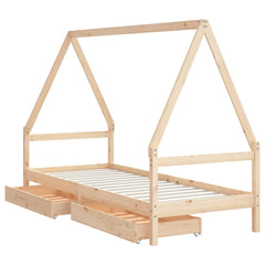Barnesengeramme med skuffer 90x190 cm heltre furu - SminkeBord.no