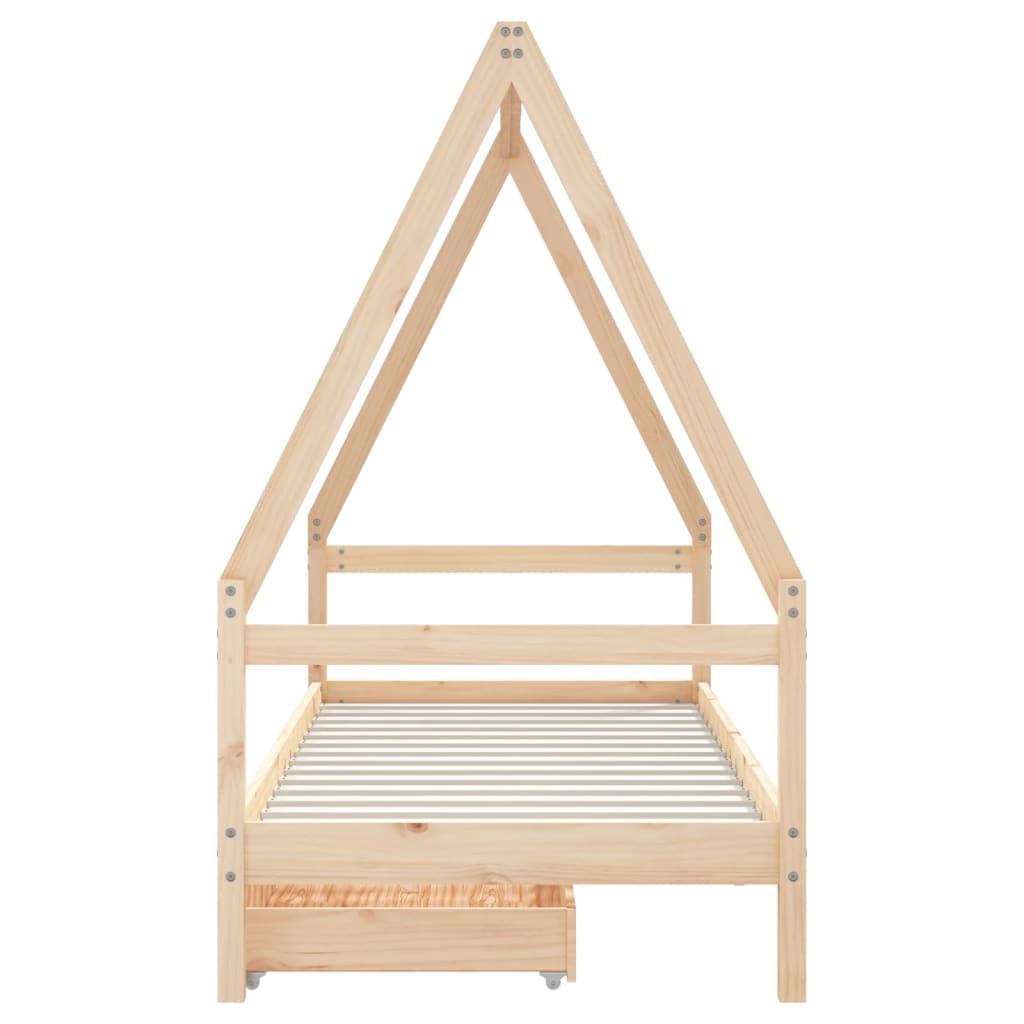 Barnesengeramme med skuffer 90x190 cm heltre furu - SminkeBord.no