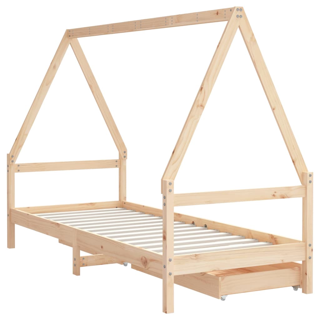 Barnesengeramme med skuffer 90x190 cm heltre furu - SminkeBord.no