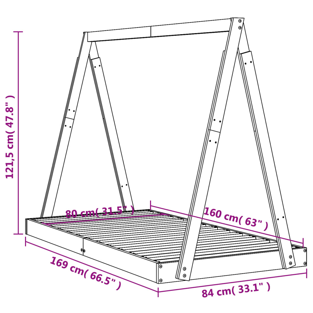 Barnesengeramme 80x160 cm heltre furu - SminkeBord.no