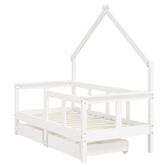 Barnesengeramme med skuffer hvit 70x140 cm heltre furu - SminkeBord.no