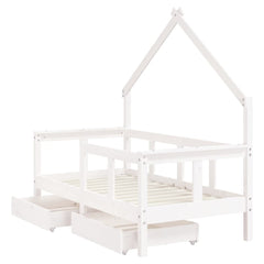 Barnesengeramme med skuffer hvit 70x140 cm heltre furu - SminkeBord.no