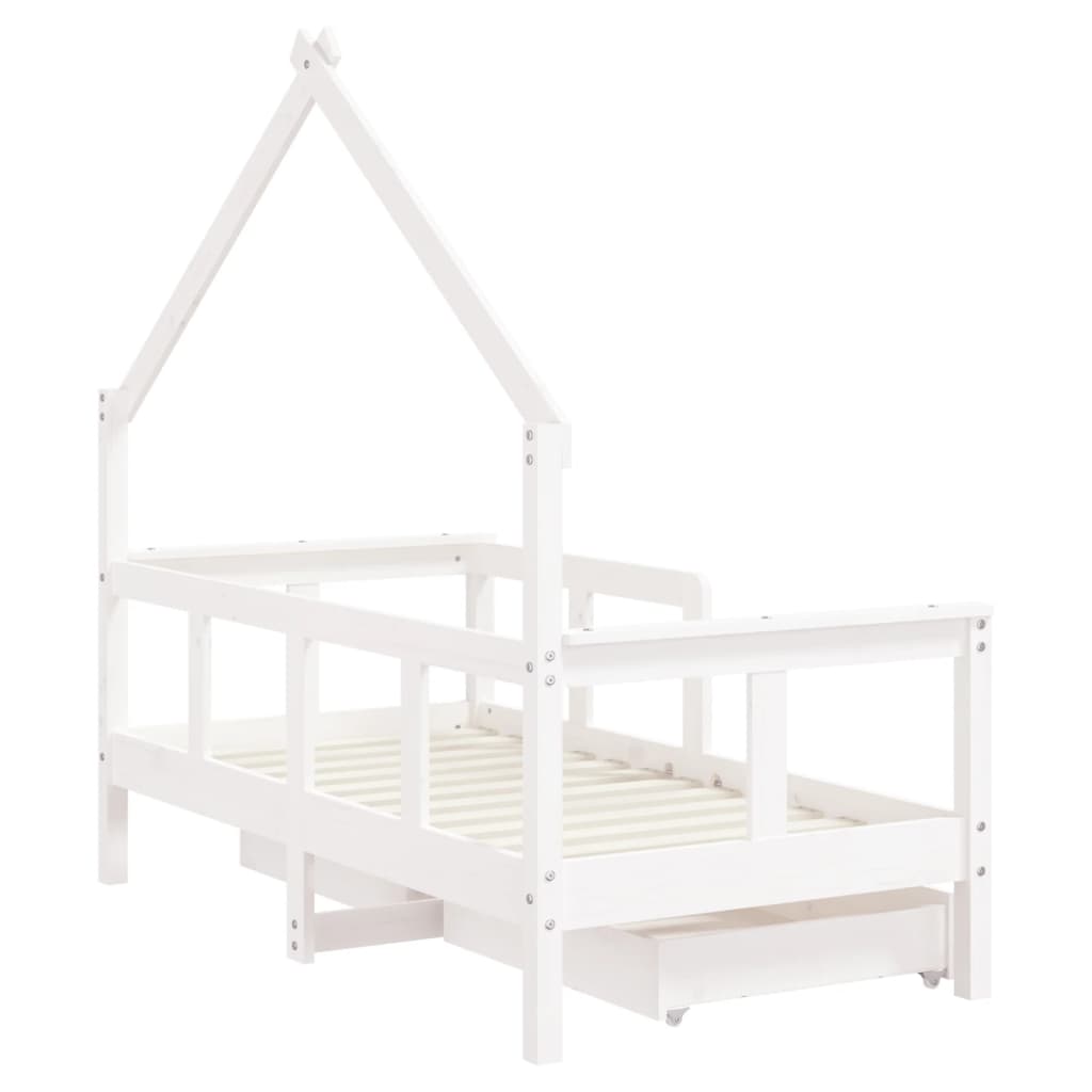 Barnesengeramme med skuffer hvit 70x140 cm heltre furu - SminkeBord.no
