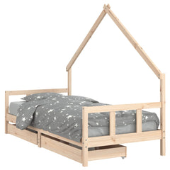 Barnesengeramme med skuffer 90x190 cm heltre furu - SminkeBord.no