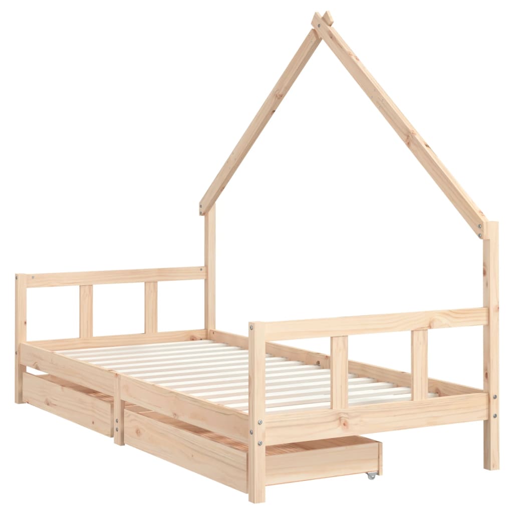 Barnesengeramme med skuffer 90x190 cm heltre furu - SminkeBord.no