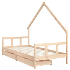 Barnesengeramme med skuffer 90x190 cm heltre furu - SminkeBord.no