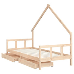 Barnesengeramme med skuffer 90x190 cm heltre furu - SminkeBord.no