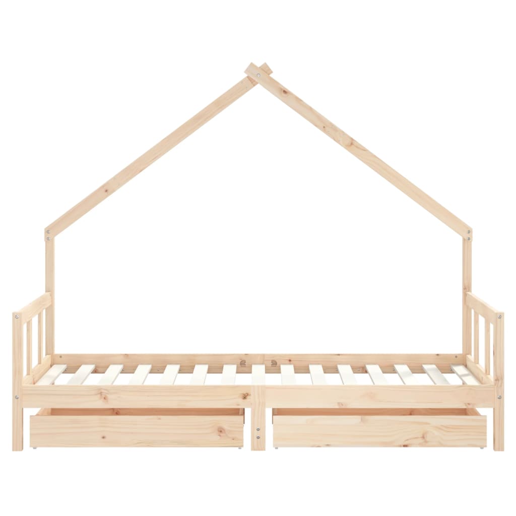 Barnesengeramme med skuffer 90x190 cm heltre furu - SminkeBord.no