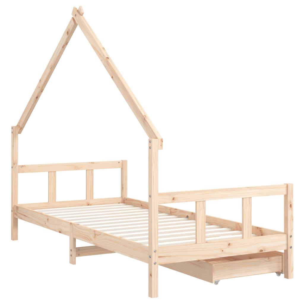Barnesengeramme med skuffer 90x190 cm heltre furu - SminkeBord.no