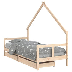 Barnesengeramme med skuffer 80x200 cm heltre furu - SminkeBord.no
