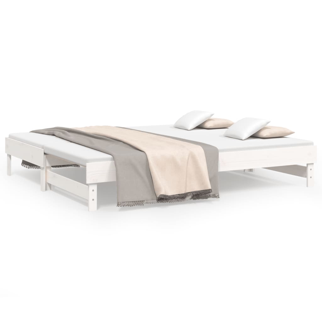 Uttrekkbar dagseng hvit 2x(80x200) cm heltre furu