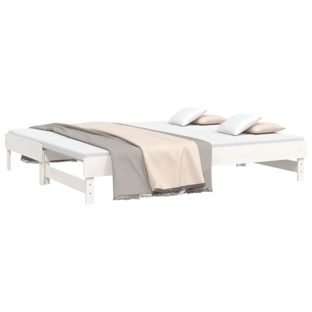 Uttrekkbar dagseng hvit 2x(80x200) cm heltre furu