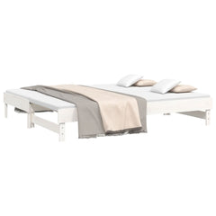 Uttrekkbar dagseng hvit 2x(80x200) cm heltre furu