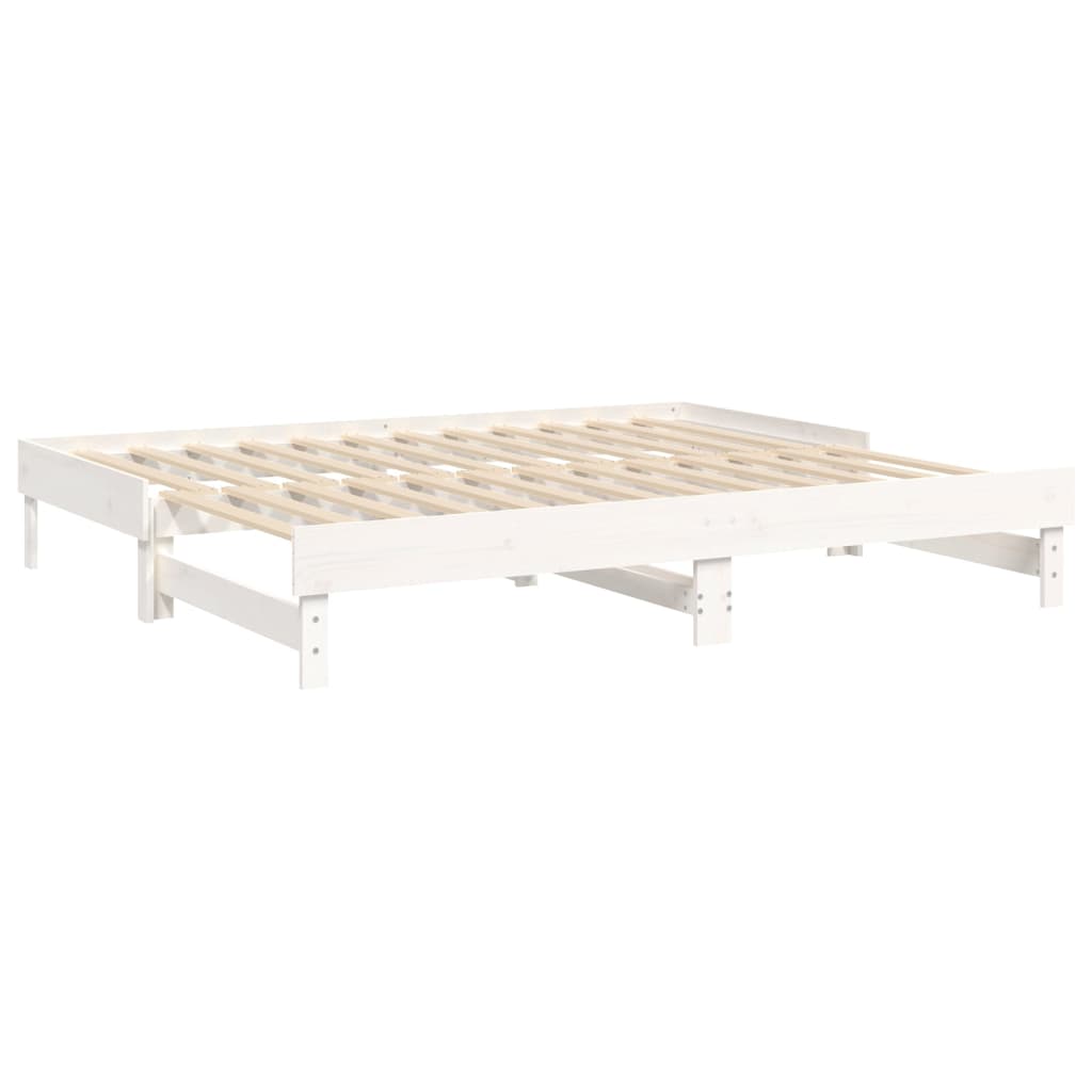 Uttrekkbar dagseng hvit 2x(80x200) cm heltre furu