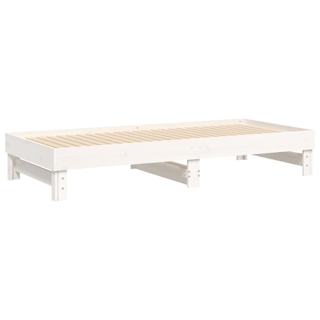 Uttrekkbar dagseng hvit 2x(80x200) cm heltre furu