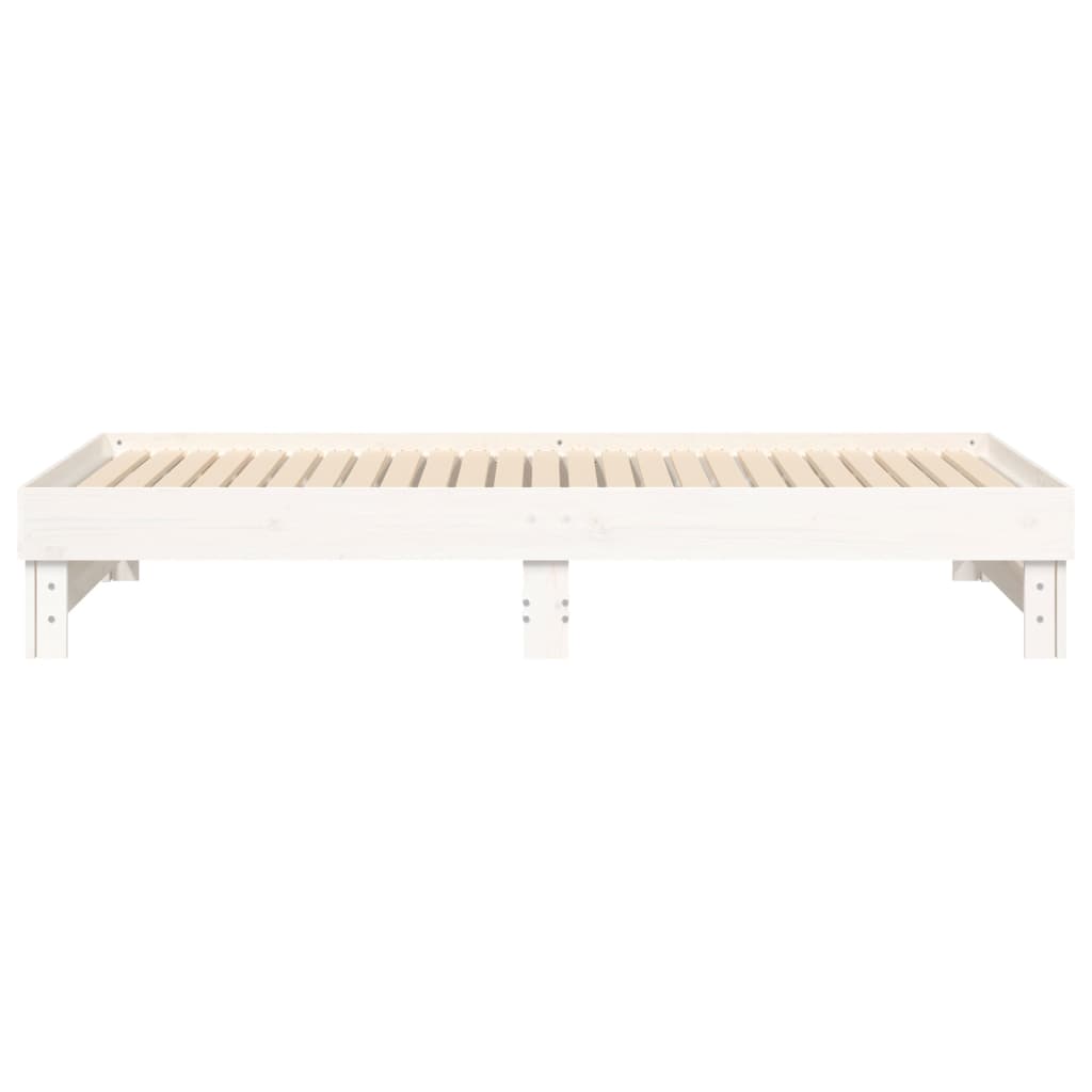 Uttrekkbar dagseng hvit 2x(80x200) cm heltre furu