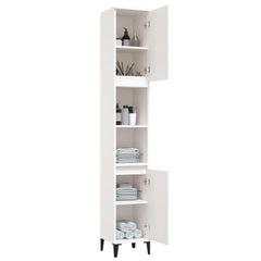 Baderomsskap hvit 30x30x190 cm konstruert tre