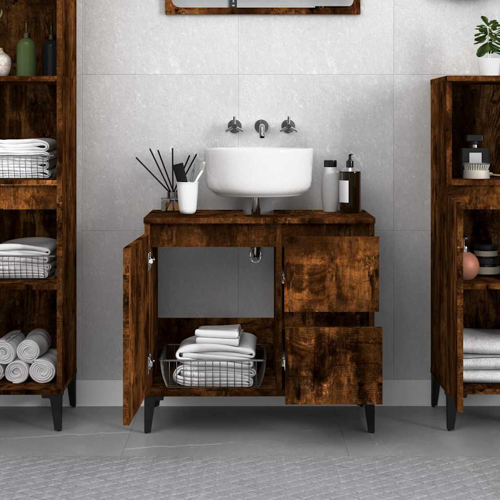 Baderomsskap røkt eik 65x33x60 cm konstruert tre