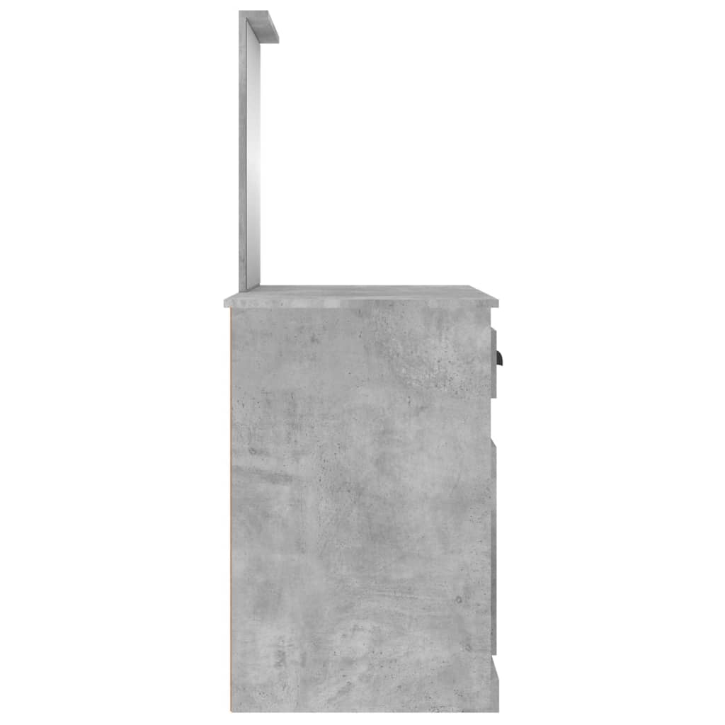 Sminkebord med speil betonggrå 90x50x132,5 cm konstruert tre