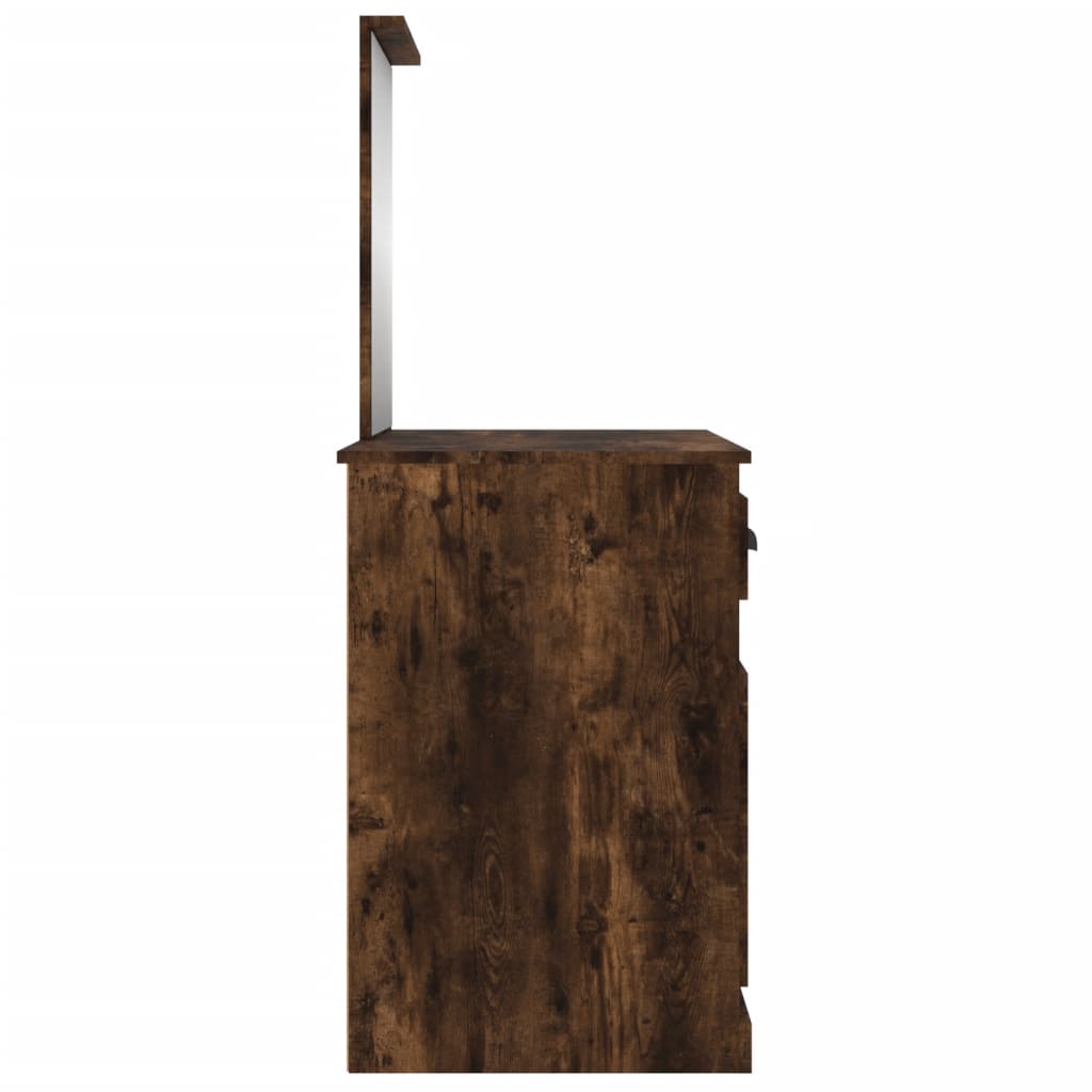 Sminkebord med speil røkt eik 90x50x132,5 cm konstruert tre