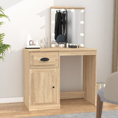 Sminkebord med LED sonoma eik 90x50x132,5 cm konstruert tre