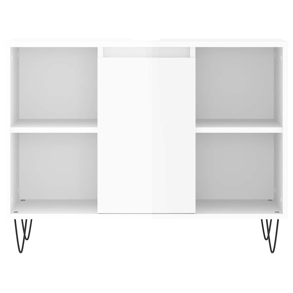 Baderomsskap høyglans hvit 80x33x60 cm konstruert tre