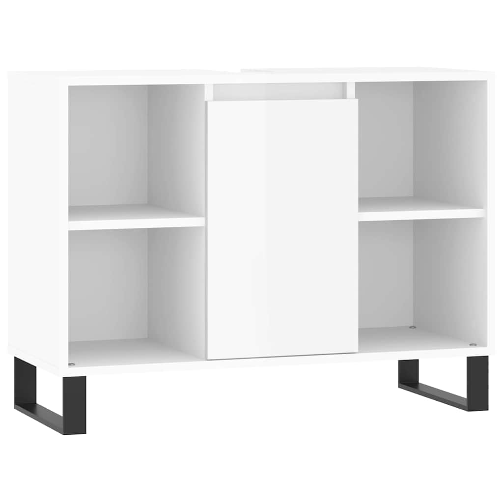 Baderomsskap høyglans hvit 80x33x60 cm konstruert tre