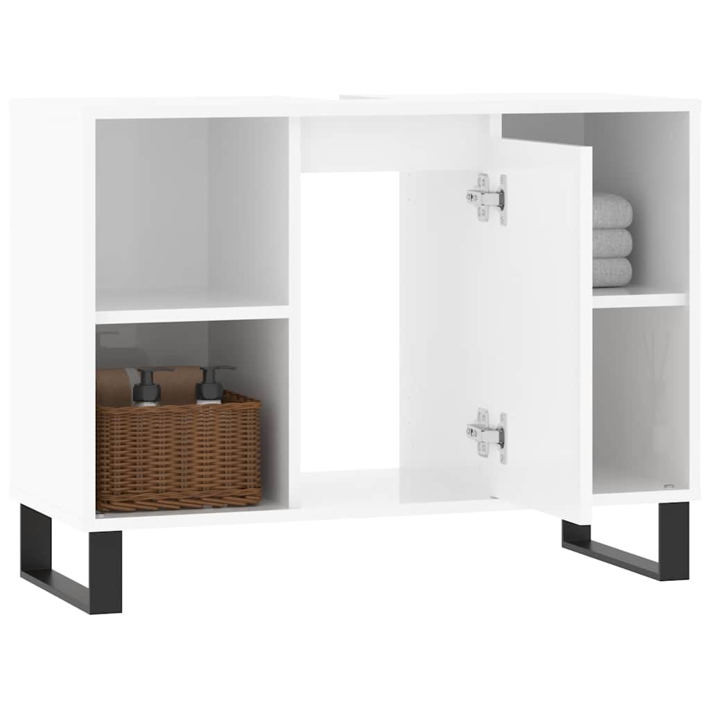 Baderomsskap høyglans hvit 80x33x60 cm konstruert tre