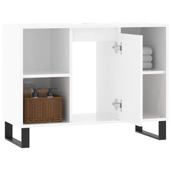 Baderomsskap høyglans hvit 80x33x60 cm konstruert tre