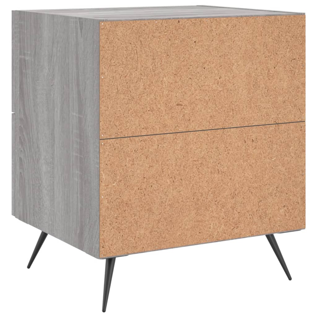 Nattbord 2 stk grå sonoma 40x35x47,5 cm konstruert tre - SminkeBord.no